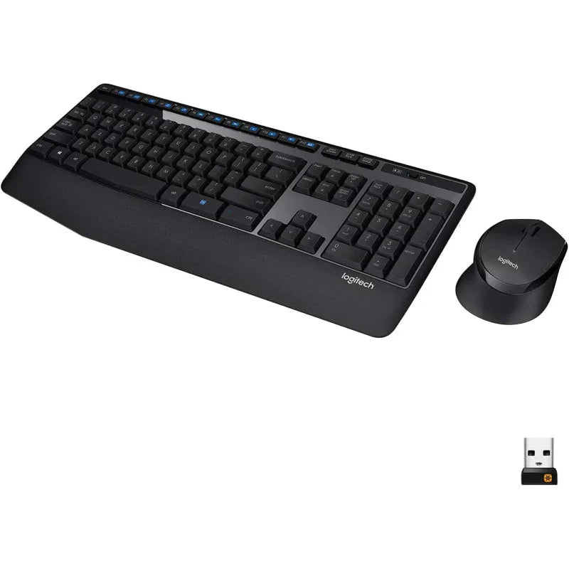 Logitech MK345 Wireless Keyboard And Mouse Combo, Full-Sized Keyboard With Palm Rest, Right-Handed Mouse, 2.4 GHz Wireless USB Receiver, Compatible With PC, Laptop, Arabic Layout - Black - eBuy UAE